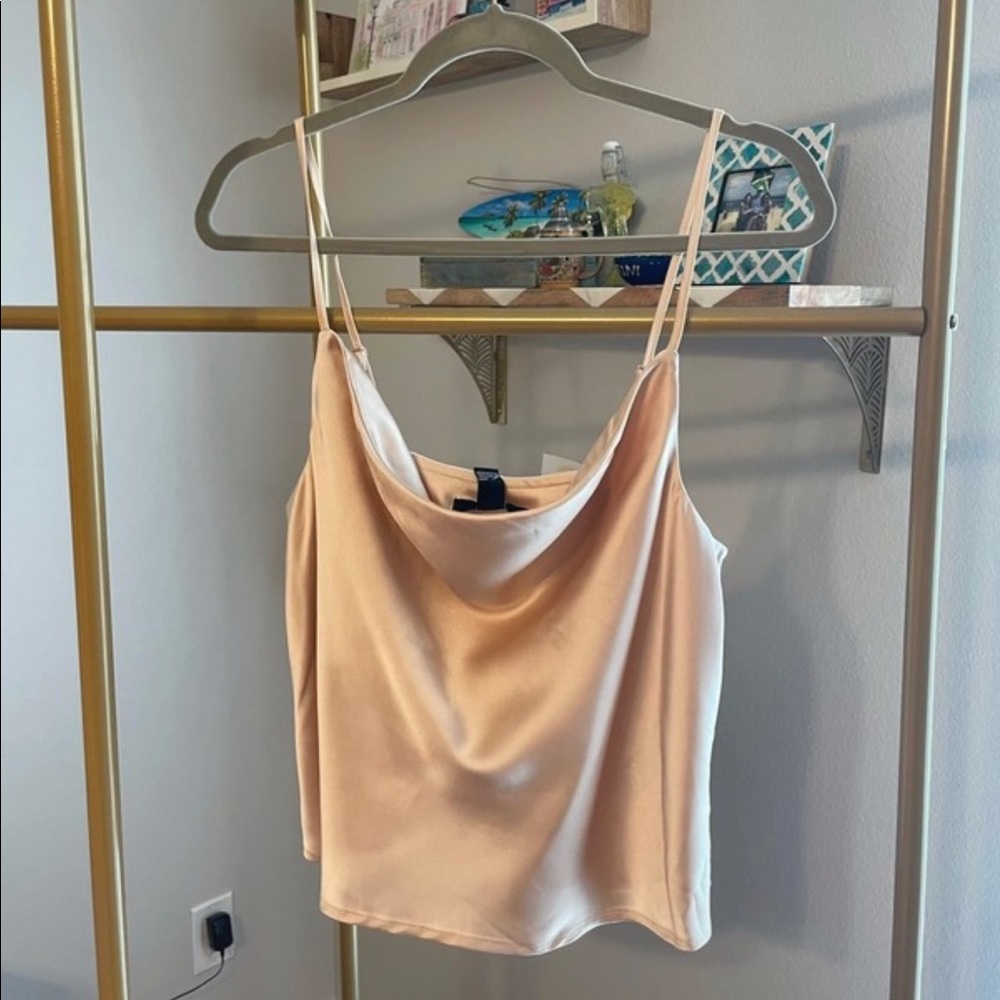 Gold satin cowl neck crop top